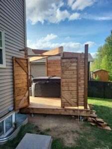 Deck with hot tub