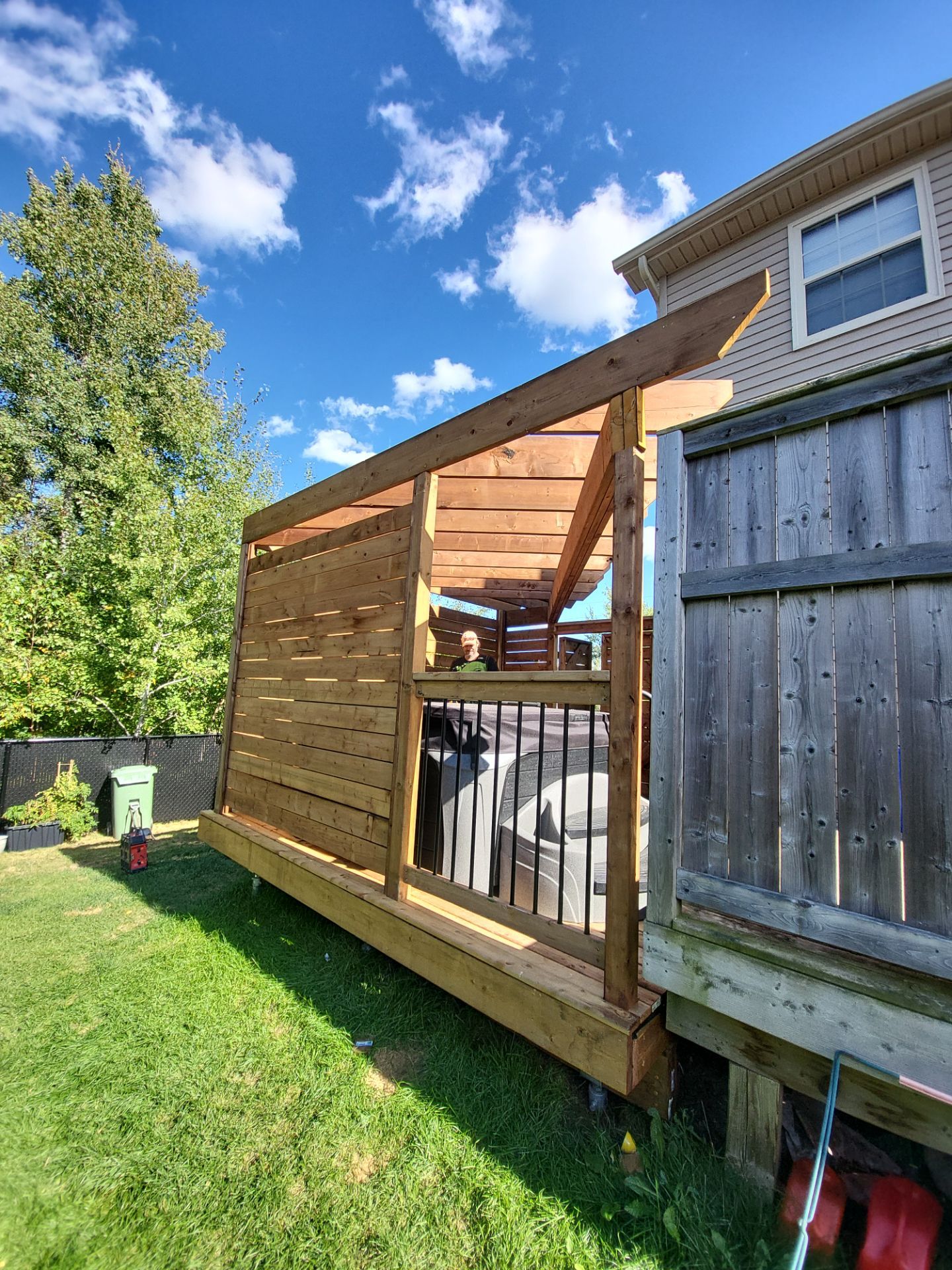 Deck with hot tub