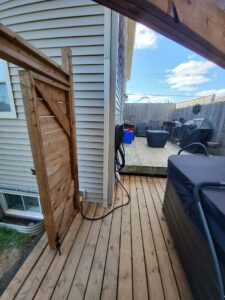 Deck with hot tub